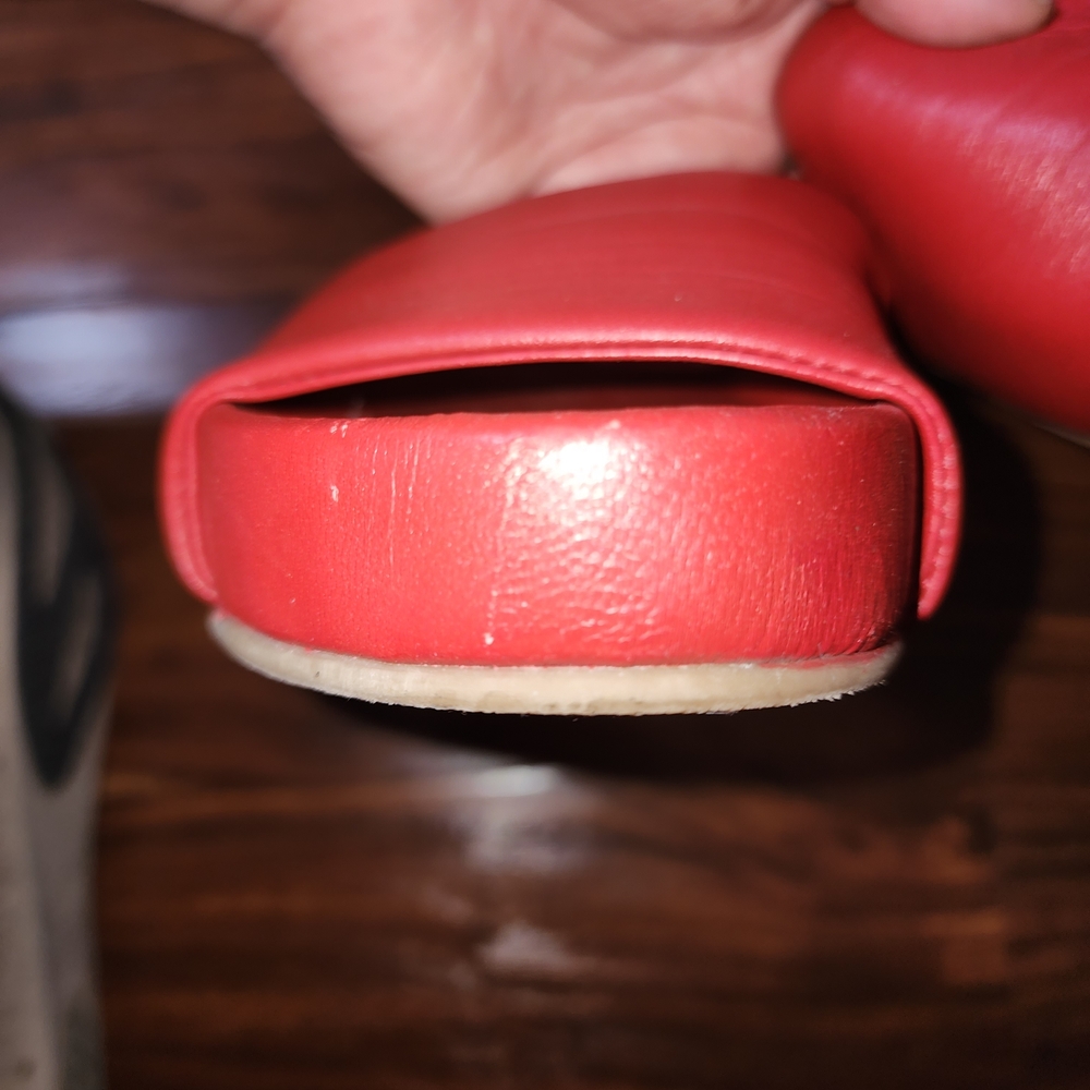 beek Red Leather Slide Sandals - Picture 4 of 4